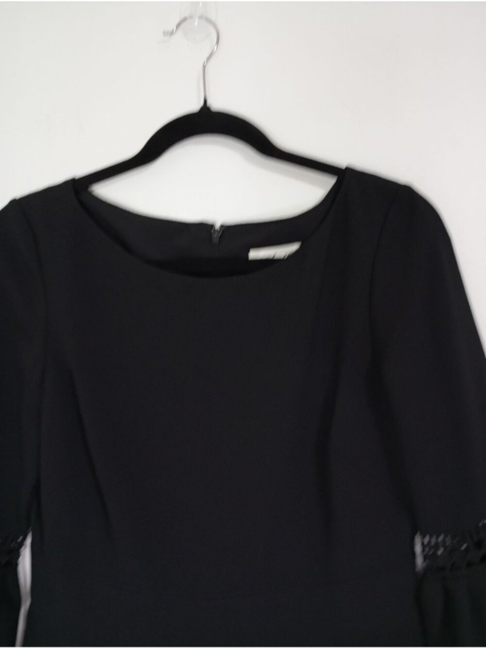 Eliza J Black Bell Sleeve Fit & Flare Dress With Lace Detail Size 6 - Picture 4 of 12